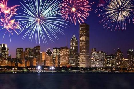 Fireworks on the 4th of July on the Tall Ship Windy